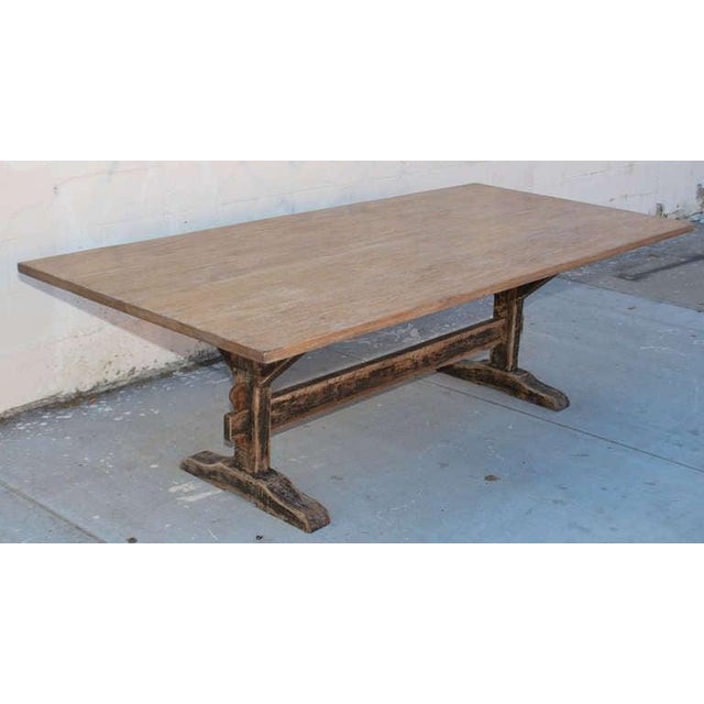 This completely collapsible oak trestle table is nicely weathered with tons of character. 9-10 weeks