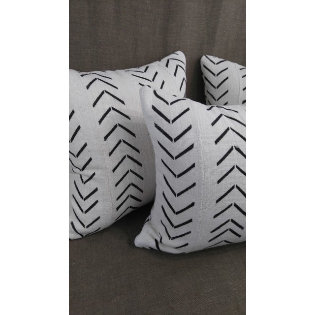 Authentic "Mudcloth" White With Black Design Pillows - Set of 3 For Sale - Image 4 of 6