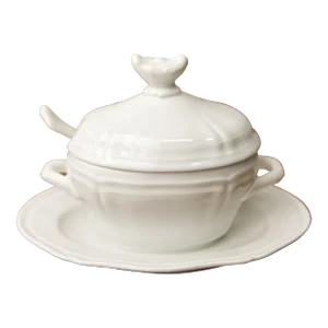 White Antico Doccia Condiment Bowl With Lid & Spoon by Richard Ginori Italy