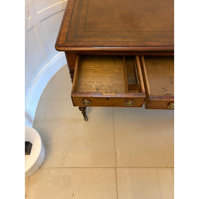 Wood Antique Georgian Mahogany Partners Library Writing Desk with Leather Slide, 1800 For Sale - Image 7 of 18
