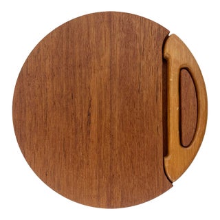 Vintage Dansk Teak Cheese Board With Cheese Knife For Sale