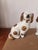 Victorian Vintage Staffordshire Spaniel Dog Figurines Pair, White Gold Ceramic Dogs, Staffordshire Style Dog Statues, Victorian Dog Decor For Sale - Image 3 of 13