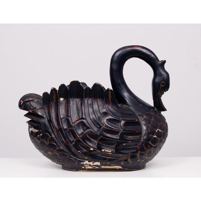 Large Mid-Century Black Wooden Swan, 1960s For Sale - Image 4 of 13
