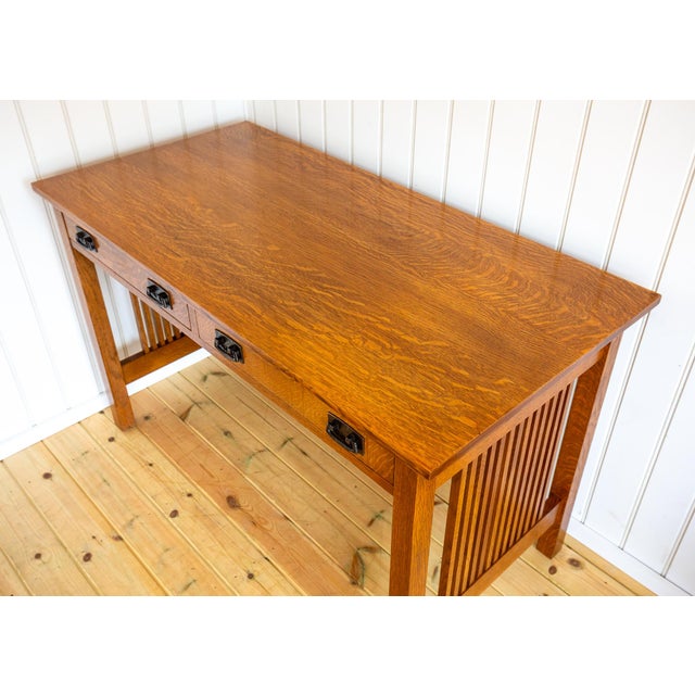 A gorgeous, noteworthy and rare mission oak desk in wonderful condition. Made by highly esteemed and much sought-after...