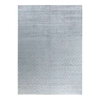 Ikat, One-of-a-Kind Hand-Knotted Area Rug - Beige, 9' 0" x 12' 2" For Sale