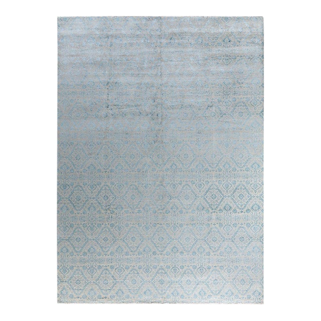 Ikat, One-of-a-Kind Hand-Knotted Area Rug - Beige, 9' 0" x 12' 2" For Sale