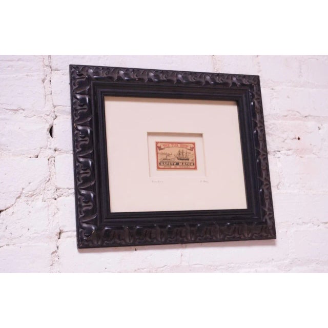 Framed "Tug Ship" matchbox label designed and published in Sweden circa 1940. Iconic label design, discontinued shortly...