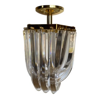 Vintage 1960s Lucite Ribbon Ceiling Mount Pendant Light For Sale