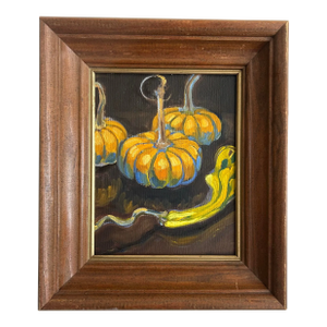 Original Framed Oil Painting of Fall Harvest Pumpkins by Alexandra Brown