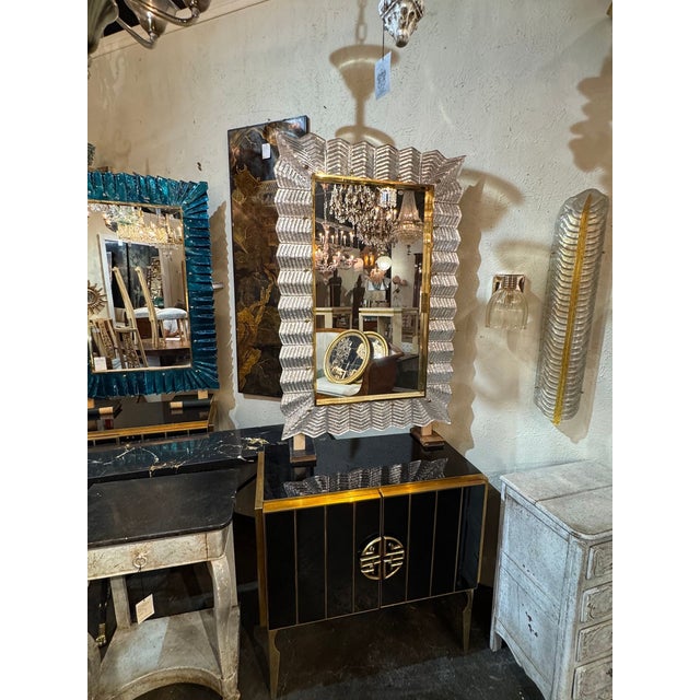 Silver Murano Silver Glass Zigzag Mirror For Sale - Image 8 of 8