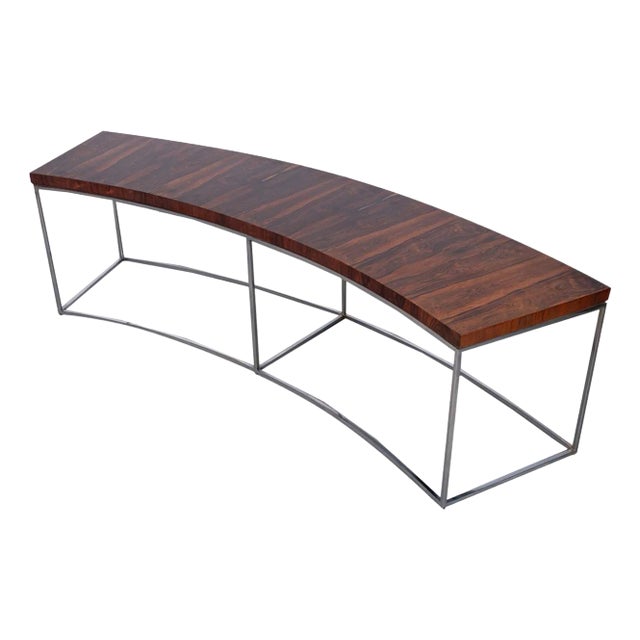 1970s Milo Baughman Thayer Coggin Curved Sofa Console Table Bench For Sale