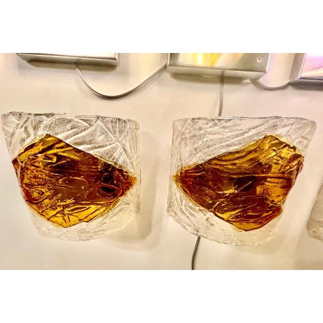 1970s Murano Glass Wall Lights attributed to Mazzega, Italy, 1970, Set of 2 For Sale - Image 5 of 11