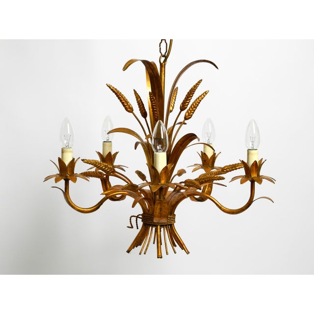 Mid-Century Modern Vintage Gold-Plated Metal Chandelier from Hans Kögl, 1970s For Sale - Image 3 of 18