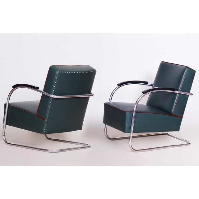 Bauhaus Armchairs in Chrome & Leather from Mücke & Melder, Czechia, 1930s, Set of 2 For Sale - Image 6 of 6