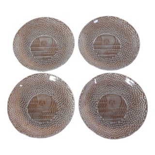 Dining Glass Plates from Bohemia Crystal & Tesla Holesovice Praha, Set of 4, 1960s For Sale