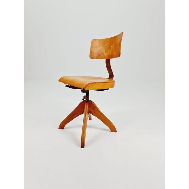 Bauhaus Swivel Office Chair in Wood by Polster Gleich, 1930s For Sale - Image 9 of 11