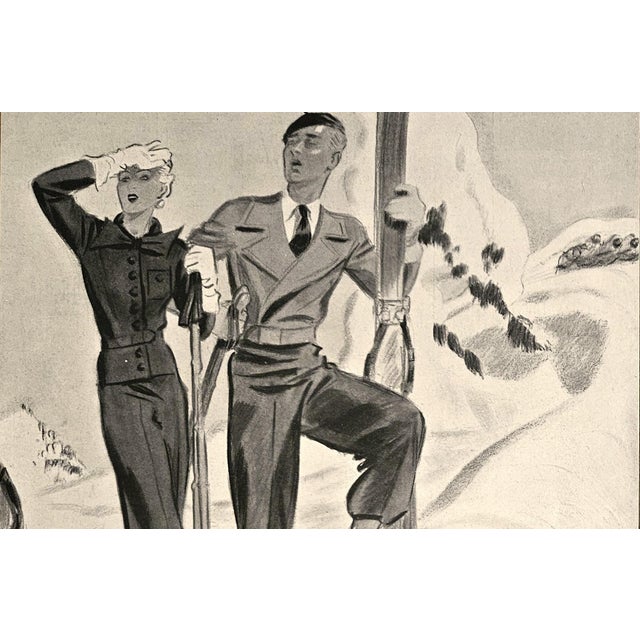 1934 Set of 2- French Art Deco Ski Prints For Sale - Image 4 of 7