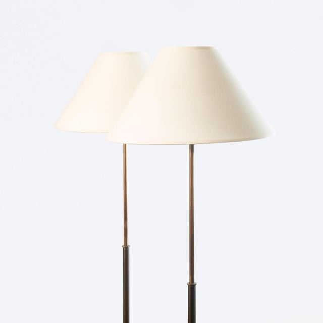 Swedish Floor Lamps with Fluted Stems attributed to Harald Notini, 1930s, Set of 2 For Sale - Image 9 of 9