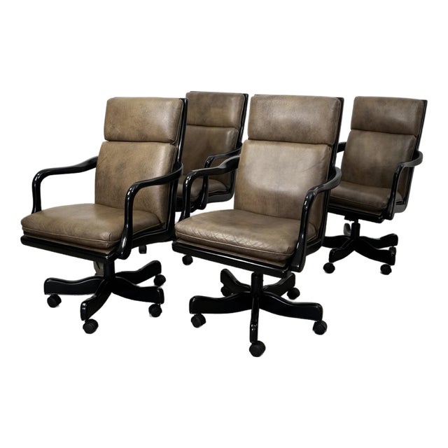 2010’s Hancock & Moore Leather Executive Office Desk Chairs - Set of 4 For Sale
