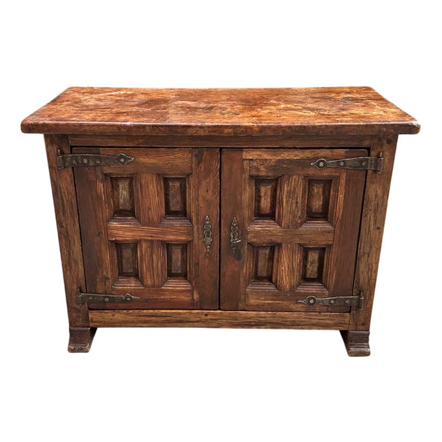 2 Door Brutalist Elm Cabinet For Sale