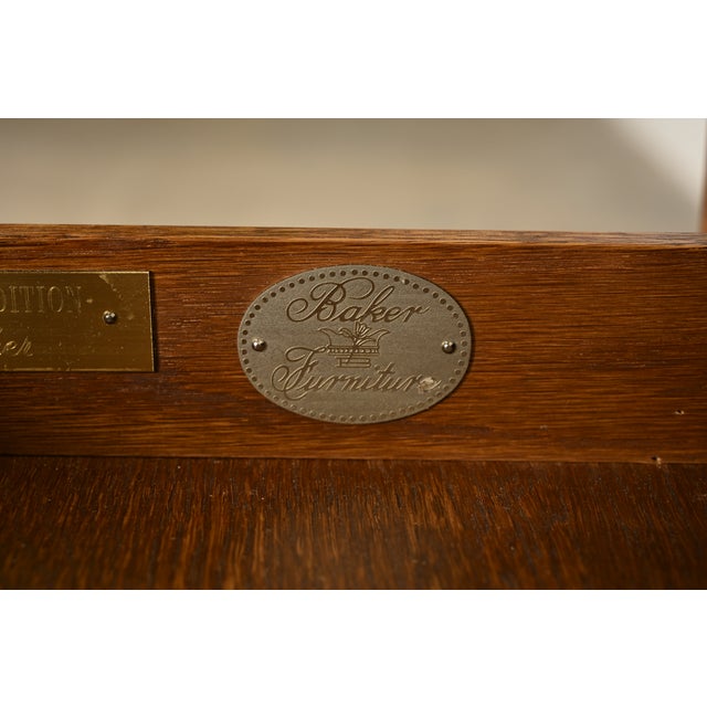Baker Furniture Regency Inlaid Yew Wood Writing Desk or Console Table, Circa 1980s For Sale - Image 15 of 17