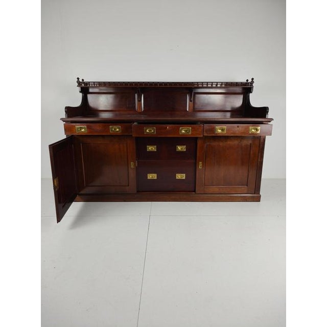 Brown English Campaign Mahogany Dresser or Sideboard with Brass Hardware, Early 20th Century For Sale - Image 8 of 18