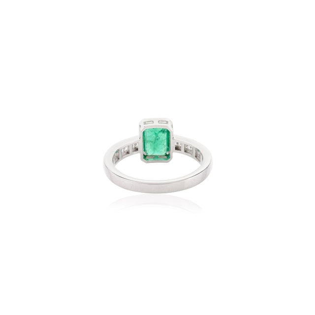 Not Yet Made - Made To Order Art Deco Rectangular Emerald Baguette Cut Diamond Solitaire Ring Size 5.5 For Sale - Image 5 of 12