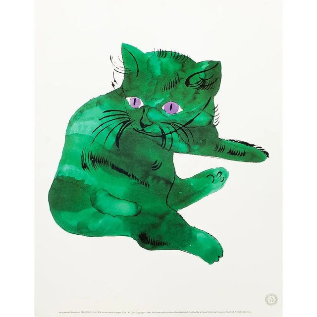 Green 1993 the Andy Warhol Foundation Lithograph After Andy Warhol "Cat" For Sale - Image 8 of 8
