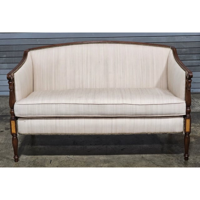 Traditional Hickory Chair James River Mahogany Sheraton Style Settee Sofa Loveseat For Sale - Image 3 of 10