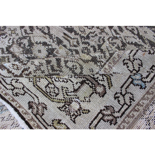 Wide Gallery Rug Persian Malayer With Geometric Design Charcoal & Citron Green 8'2 X 14'0 For Sale - Image 13 of 14