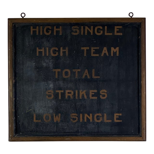 Primitive Early 20th Century American Bowling Score Board With Labels in Wood Frame For Sale