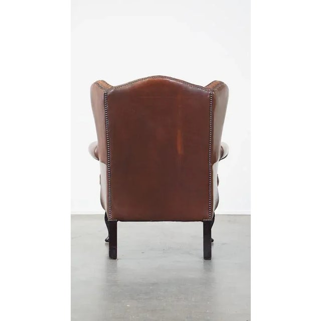 Leather Chesterfield Wingchair For Sale - Image 4 of 12