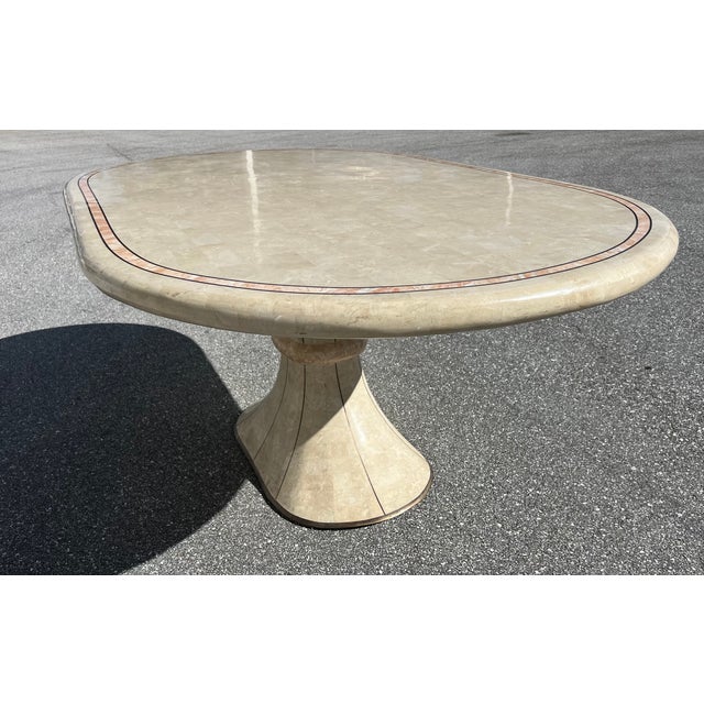 1980s Tessellated Stone & Brass Dining Table Manor of Maitland Smith For Sale - Image 5 of 12