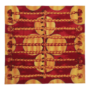 8'x8' Square Handwoven Wool Aubusson Kilim | Red Aubusson Kilim Rug