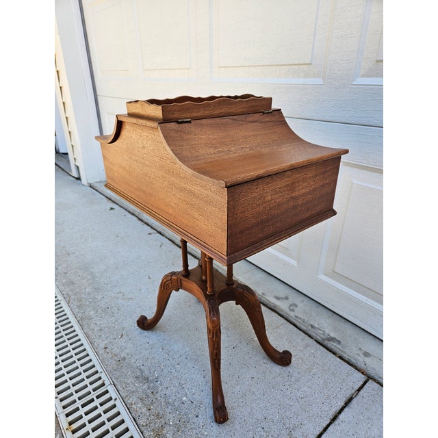 Mahogany Flip Top Side Table With Interior Storage For Sale - Image 6 of 15