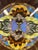 Handcrafted vintage Brazilian butterfly wing tray featuring an intricate mosaic design created from carefully arranged...