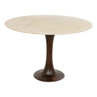 Round Table in Wood and Marble by Luigi Massoni for Boffi, 1970s For Sale