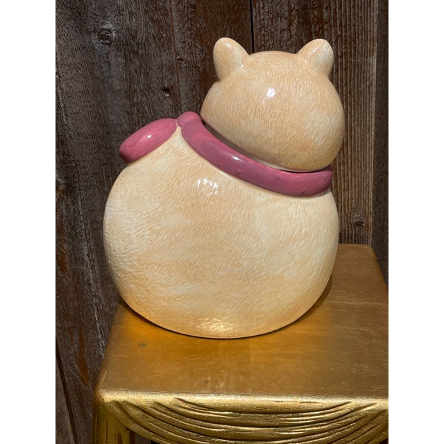 Vintage Treasure Craft Ginger Cat Cookie Jar w/ Flower by Susan Marie.