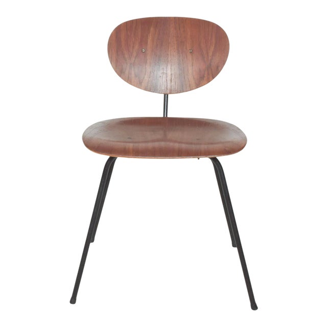 1950s Molded Bent Plywood Chair Metal Base After Eames For Sale