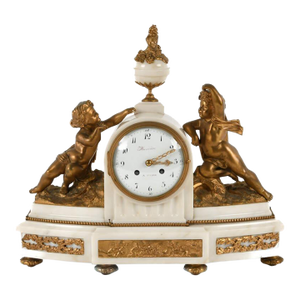 Antique Gilded Bronze and Marble Mantel Clock