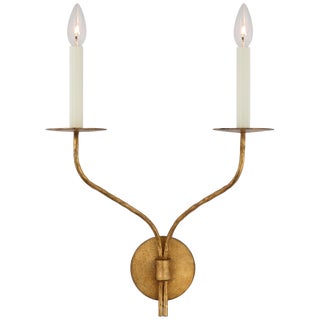 Ian K. Fowler for Visual Comfort Signature Belfair Large Double Sconce in Gilded Iron For Sale