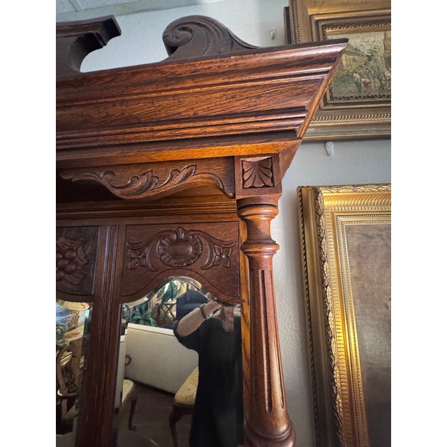 Antique American Renaissance Revival Oak Mirrored Sideboard, Circa 1890 For Sale - Image 4 of 11