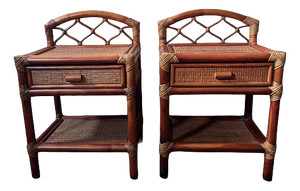Bedside Tables in Bamboo, Set of 2