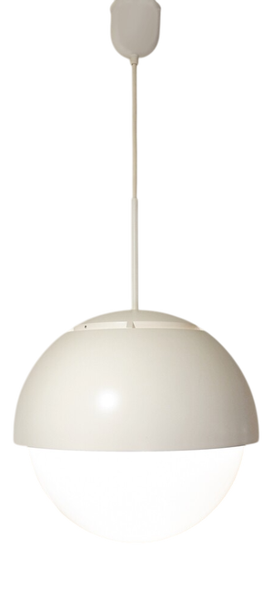 Metal and Opaline Glass Pendant Light, 1960s