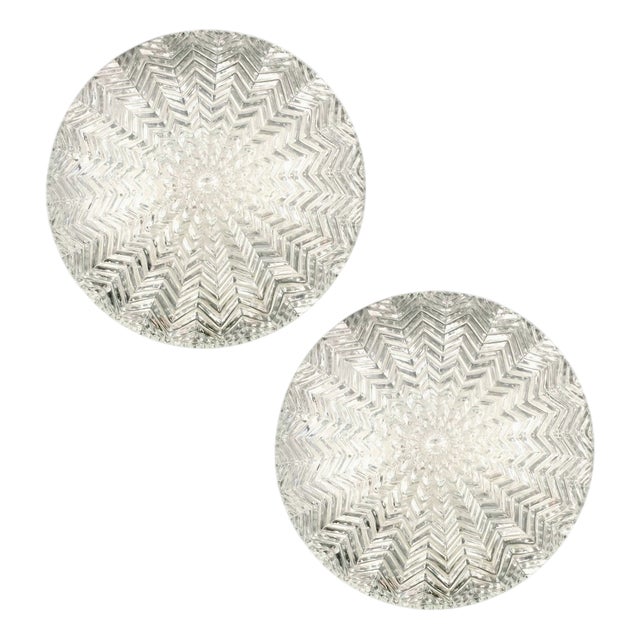 Geometric Transparent Glass Ceiling Lights from Limburg, Germany, 1970s, Set of 2 For Sale