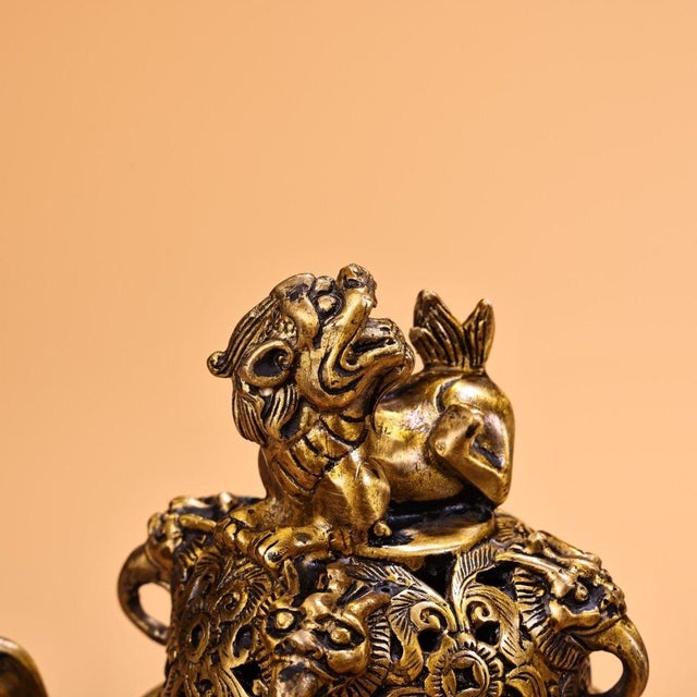 Late 20th Century Pair of Vintage Chinese Cloisonné Enamel & Gilt Bronze Dragon Censers / Incense Burners For Sale - Image 5 of 10