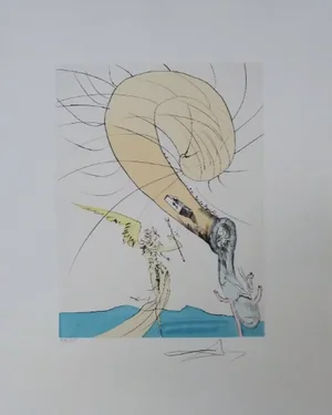 1974 Salvador Dali 'Freud à Tête D'escargot' Etching Published by Transworld Art, New York