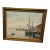 Oil Painting Depicts a Tranquil Harbor Scene With Fishing Boats Moored by a Pier and a Small Rowboat in the Calm Water. By J .Henry Hallbert For Sale