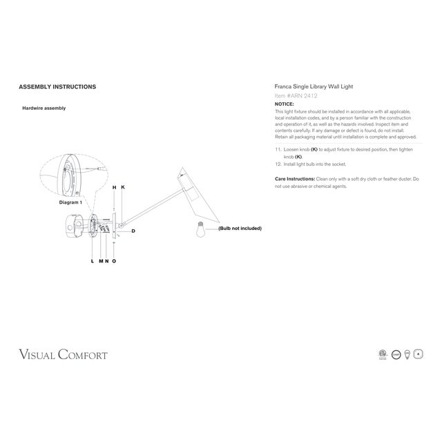 AERIN for Visual Comfort Signature Franca Single Library Wall Light in Hand-Rubbed Antique Brass with White Shade For Sale In Houston - Image 6 of 6