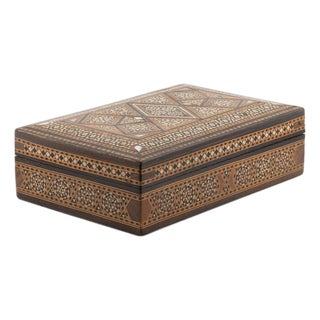 Vintage Syrian Inlaid Mosaic Wooden Box With Mother-of-Pearl Marquetry - Large For Sale